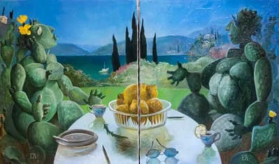 Отдых на Корфу диптих 90х75+90х75 х.м.