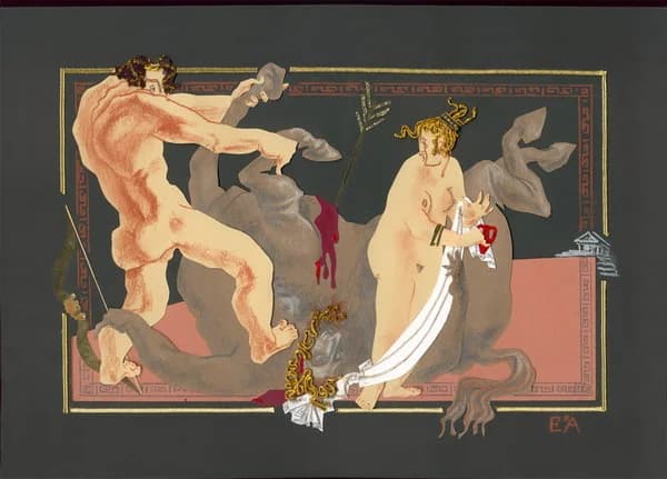 Геракл. Серия МИФЫ ДРЕВНЕЙ ГРЕЦИИ. 40х30, коллаж, 2003-2008