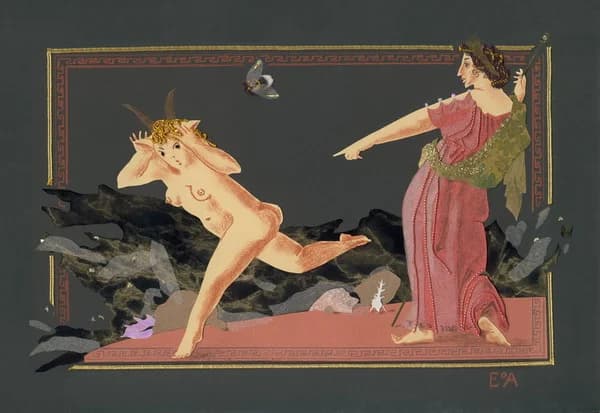 Метаморфоза шо. Серия МИФЫ ДРЕВНЕЙ ГРЕЦИИ. 40х30, коллаж, 2003-2008